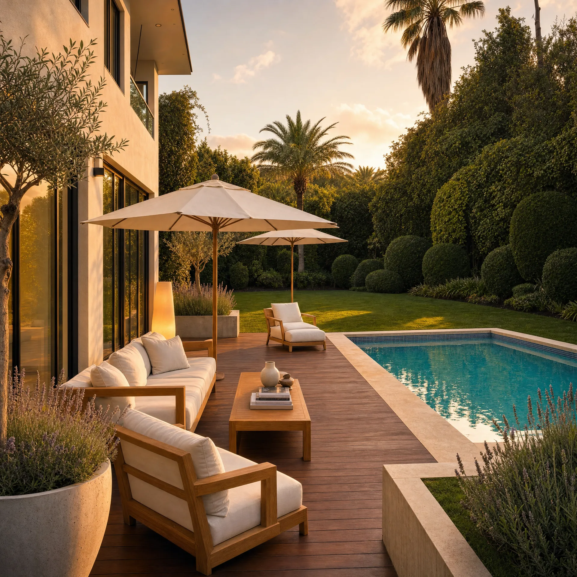 KI-generiert: Garten & Pool Nachher